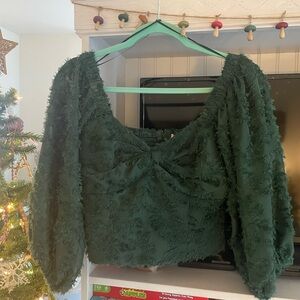 Green Textured Sweetheart Structured Top from Free People